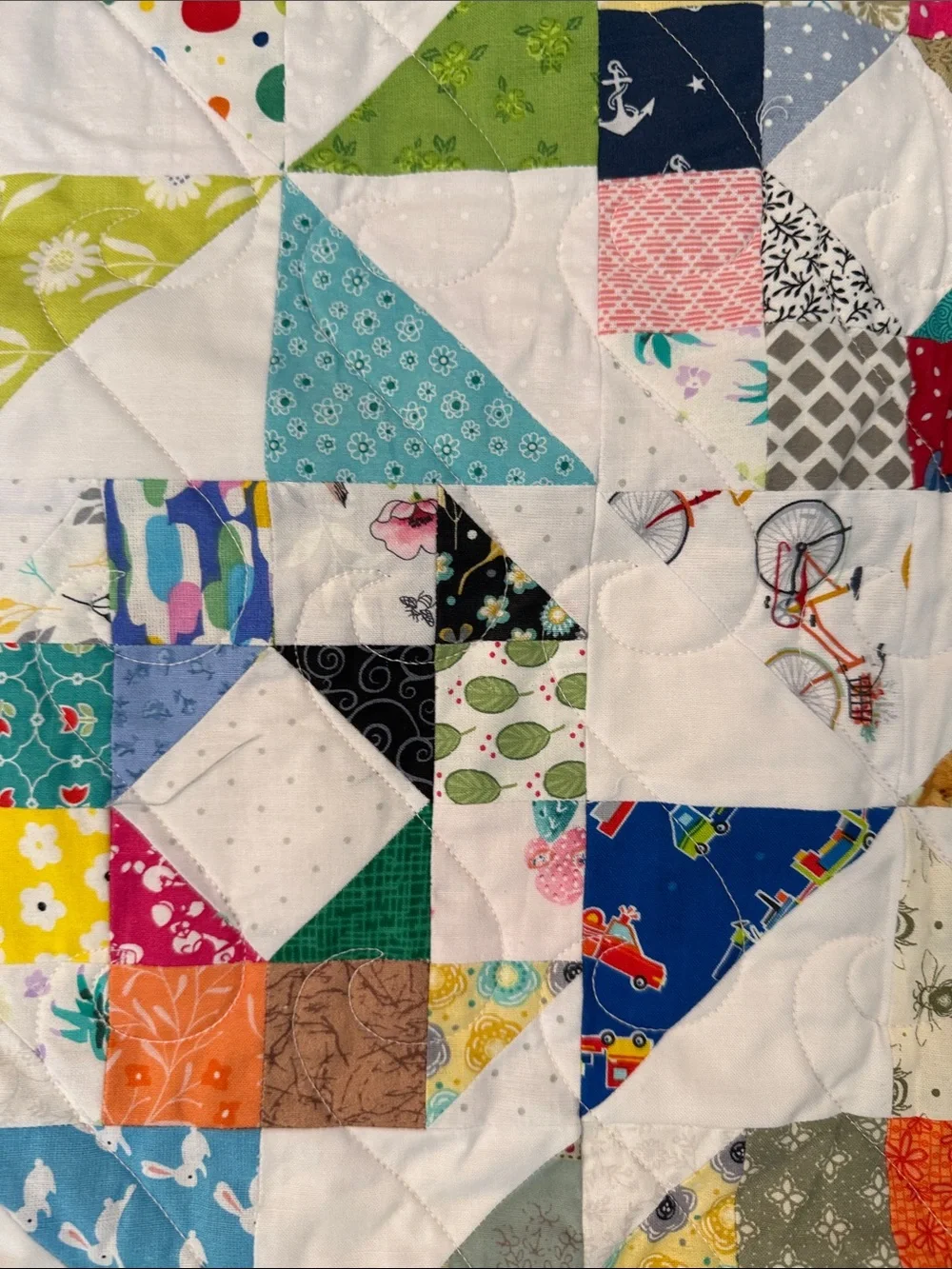 Handmade Baby Quilt Multicolor Patchwork Quilt - farm animals